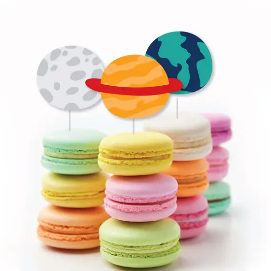 Big Dot of Happiness Blast Off to Outer Space - Dessert Cupcake Toppers - Rocket Ship Baby Shower or Birthday Party Clear Treat Picks - Set of 24 {6}