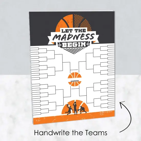 Big Dot of Happiness Let The Madness Begin Bracket Sign - College Basketball Party - Printed on Sturdy Plastic 10.5 x 13.75" Sign with Stand - 1 Piece {3}