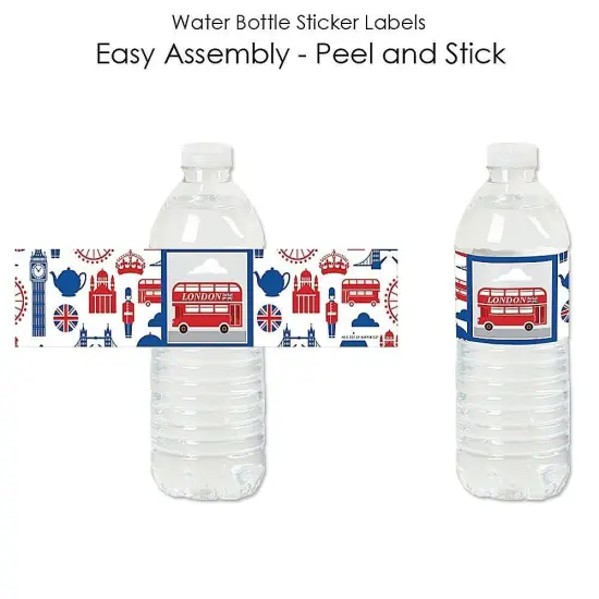 Big Dot of Happiness Cheerio, London - British UK Party Water Bottle Sticker Labels - Set of 20 {3}