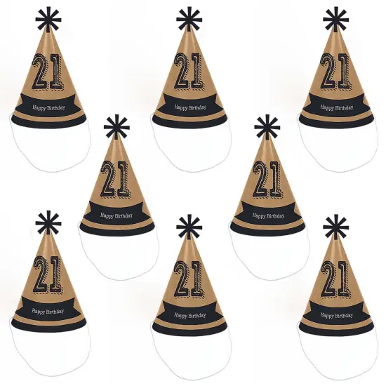 Big Dot of Happiness Finally 21 - 21st Birthday - Cone Happy Birthday Party Hats for Adults - Set of 8 (Standard Size) {6}