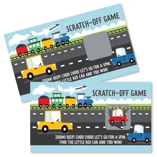 Big Dot of Happiness Cars, Trains, and Airplanes - Transportation Birthday Party Game Scratch Off Cards - 22 Count {1}