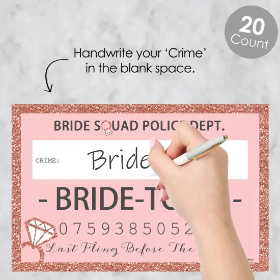 Big Dot of Happiness Bride Squad - Rose Gold Bridal Shower or Bachelorette Party Mug Shots - Photo Booth Props Mugshot Signs - 20 Count {3}