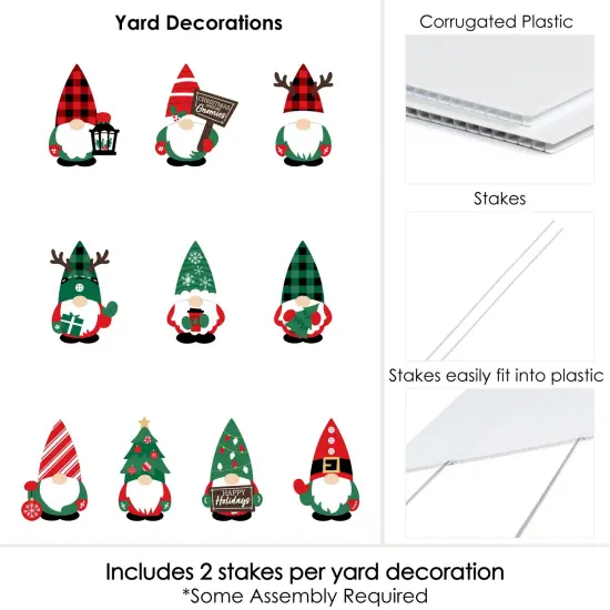 Big Dot of Happiness Red and Green Holiday Gnomes - Lawn Decorations - Outdoor Christmas Party Yard Decorations - 10 Piece {7}