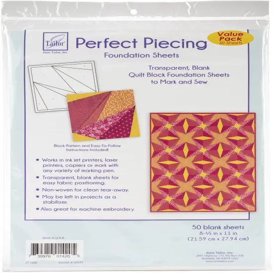 June Tailor Piecing Quilt Block Foundation Sheets 50/Pkg-8.5"X11" {3}