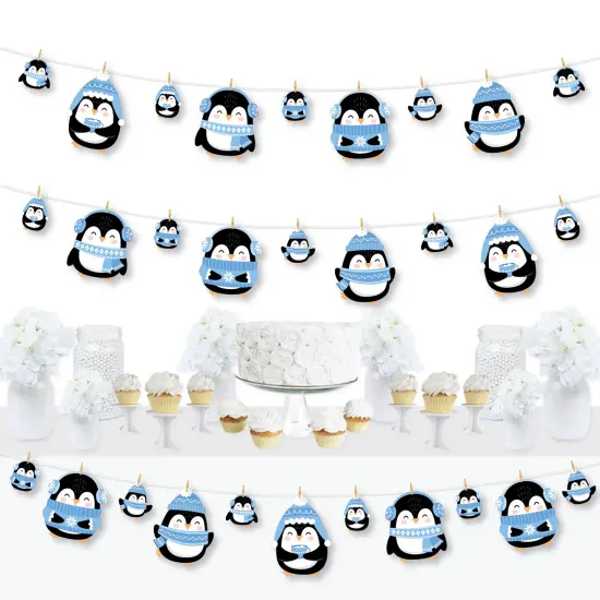 Big Dot of Happiness Winter Penguins - Holiday and Christmas Party DIY Decorations - Clothespin Garland Banner - 44 Pieces {1}