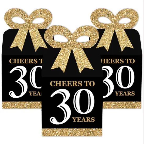 Big Dot of Happiness Adult 30th Birthday - Gold - Square Favor Gift Boxes - Birthday Party Bow Boxes - Set of 12 {3}