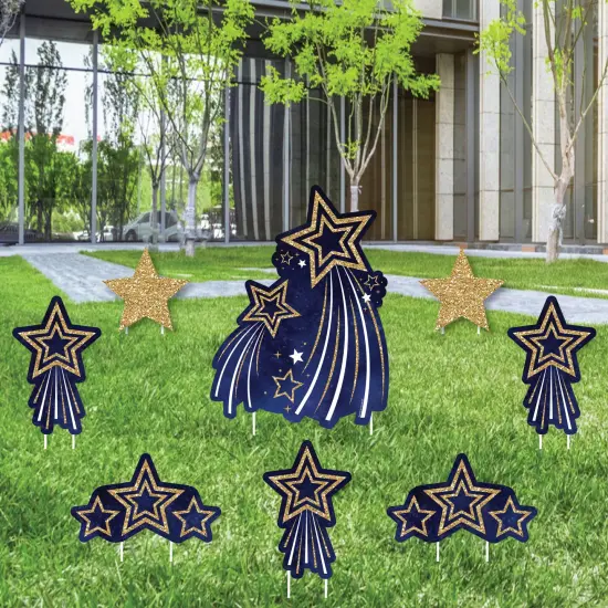 Big Dot of Happiness Starry Skies - Yard Sign and Outdoor Lawn Decorations - Gold Celestial Party Yard Signs - Set of 8 {1}