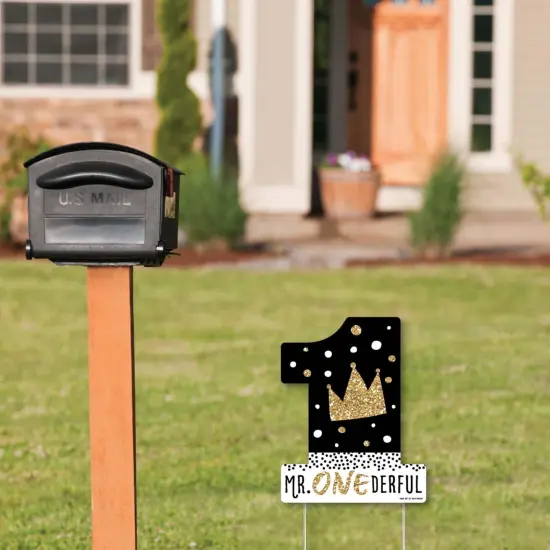 Big Dot of Happiness 1st Birthday Little Mr. Onederful - Outdoor Lawn Sign - Boy First Birthday Party Yard Sign - 1 Piece {3}