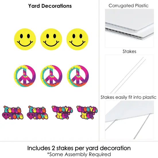 Big Dot of Happiness 60's Hippie - Peace Sign & Smiley Face Lawn Decorations - Outdoor 1960s Groovy Party Yard Decorations - 10 Piece {7}