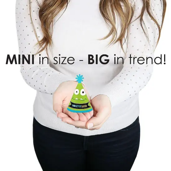 Big Dot of Happiness Monster Bash - Mini Cone Little Monster Birthday Party or Baby Shower Hats - Small Little Party Hats - Set of 8 {4}