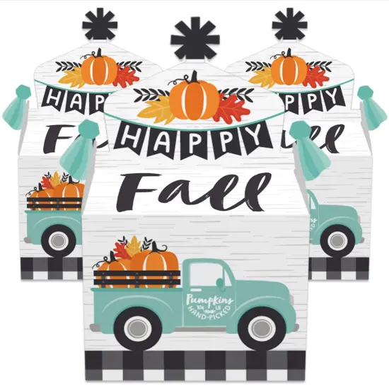 Big Dot of Happiness Happy Fall Truck - Treat Box Party Favors - Harvest Pumpkin Party Goodie Gable Boxes - Set of 12 {3}