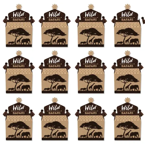 Big Dot of Happiness Wild Safari - Treat Box Party Favors - African Jungle Adventure Birthday Party or Baby Shower Goodie Gable Boxes - Set of 12 {6}