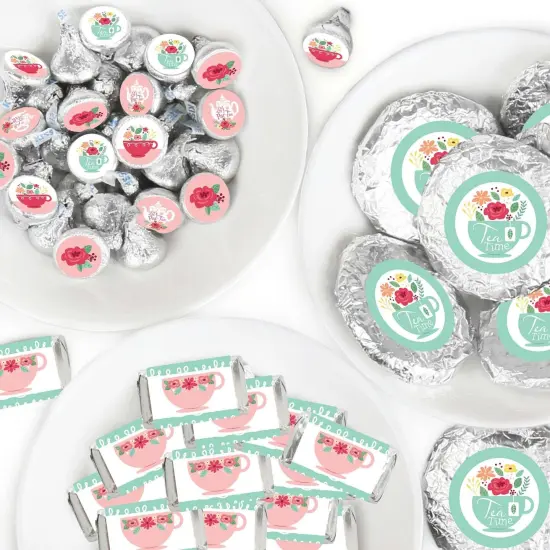 Big Dot of Happiness Floral Let's Par-Tea - Garden Tea Party Candy Favor Sticker Kit - 304 Pieces {1}