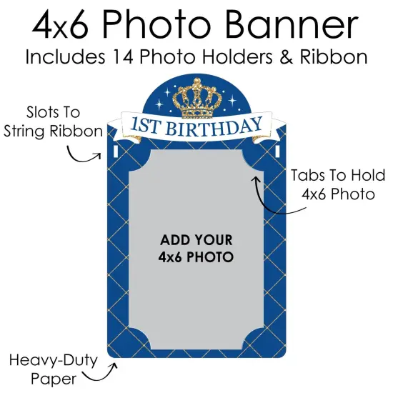 Big Dot of Happiness 1st Birthday Royal Prince Charming - DIY First Birthday Party Decor - 1-12 Monthly Picture Display - Photo Banner {7}