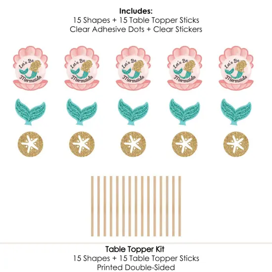 Big Dot of Happiness Let's Be Mermaids - Baby Shower or Birthday Party Centerpiece Sticks - Table Toppers - Set of 15 {7}