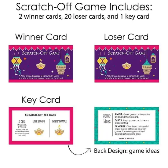 Big Dot of Happiness Happy Diwali - Festival of Lights Party Game Scratch Off Cards - 22 Count {6}