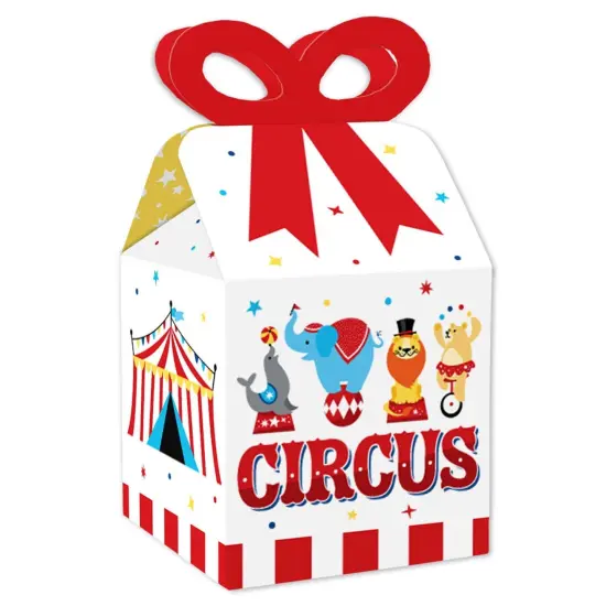 Big Dot of Happiness Carnival - Step Right Up Circus - Square Favor Gift Boxes - Carnival Themed Party Bow Boxes - Set of 12 {1}