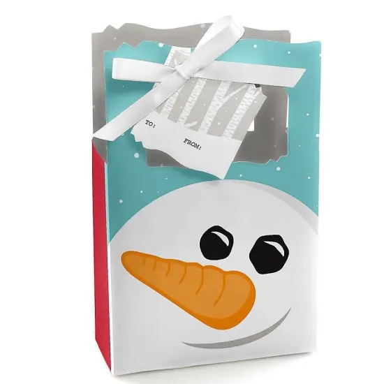 Big Dot of Happiness Let It Snow - Snowman - Holiday Favor Boxes Gift Bags - 12 Count {1}