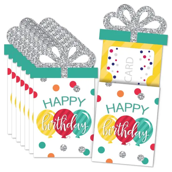 Big Dot of Happiness Colorful Happy Birthday - Birthday Party Money and Gift Card Sleeves - Nifty Gifty Card Holders - Set of 8 {1}