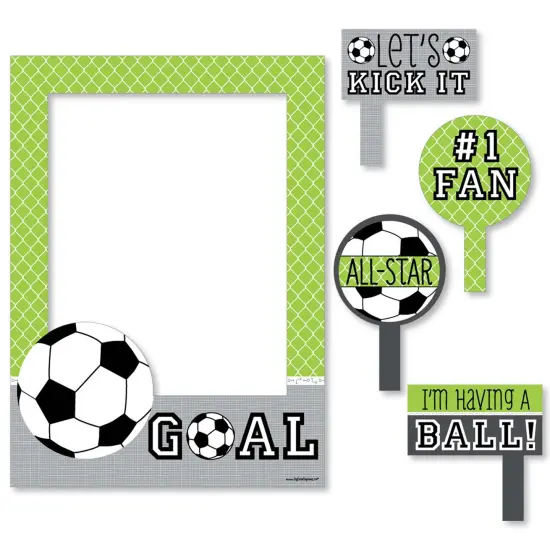 Big Dot of Happiness Goaaal - Soccer - Birthday Party or Baby Shower Selfie Photo Booth Picture Frame and Props - Printed on Sturdy Material {7}