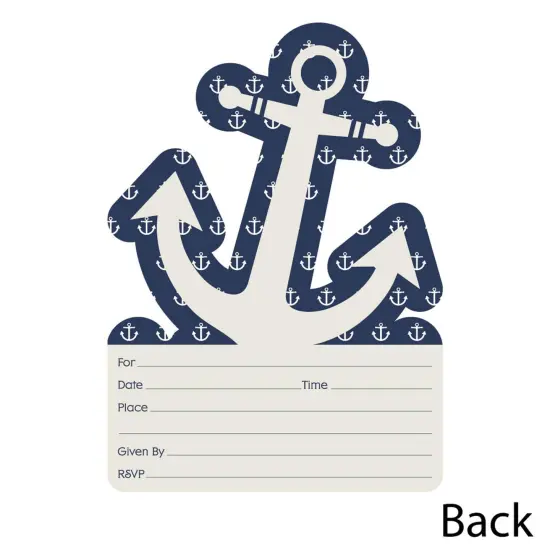 Big Dot of Happiness Ahoy - Nautical - Shaped Fill-in Invitations - Baby Shower or Birthday Party Invitation Cards with Envelopes - Set of 12 {4}