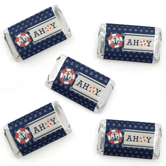 Big Dot of Happiness Ahoy - Nautical - Mini Candy Bar Wrapper Stickers - Baby Shower or Birthday Party Small Favors - 40 Count {1}