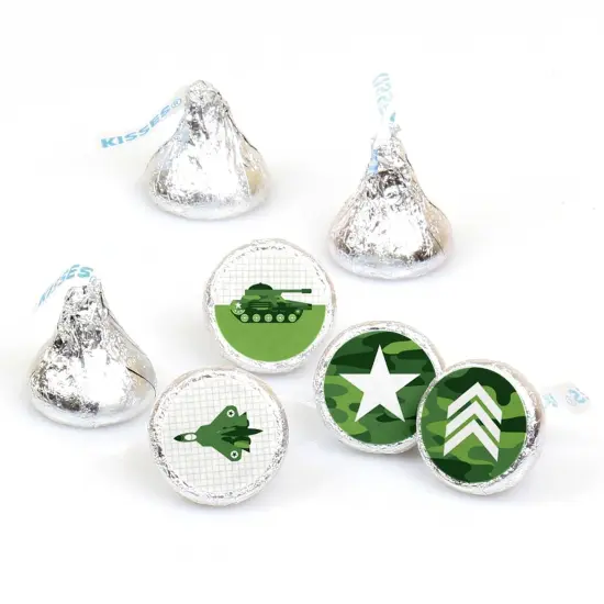 Big Dot of Happiness Camo Hero - Army Military Camouflage Party Round Candy Sticker Favors - Labels Fits Chocolate Candy (1 sheet of 108) {1}