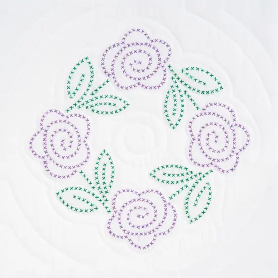 Jack Dempsey Stamped White Quilt Blocks 18"X18" 6/Pkg-Four XX Roses {1}