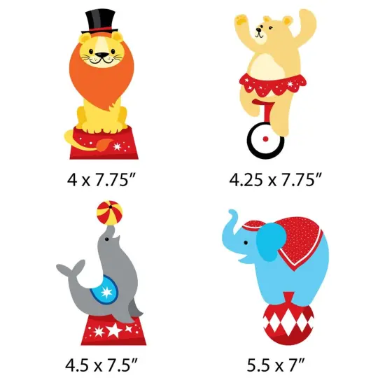 Big Dot of Happiness Carnival - Step Right Up Circus - Lion, Elephant, Sea Lion, Bear Decorations DIY Carnival Themed Party Essentials - Set of 20 {6}
