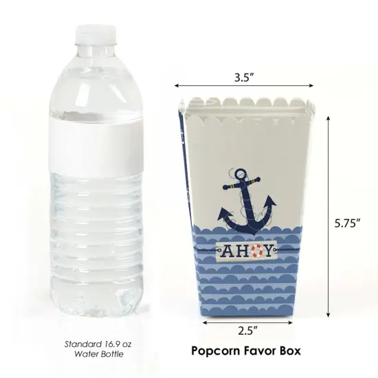 Big Dot of Happiness Ahoy - Nautical - Baby Shower or Birthday Party Favor Popcorn Treat Boxes - Set of 12 {3}
