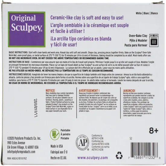 Sculpey Original Polymer Clay 1.75lb-White {3}
