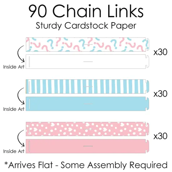 Big Dot of Happiness Baby Gender Reveal - 90 Chain Links and 30 Paper Tassels Decoration Kit - Team Boy or Girl Party Paper Chains Garland - 21 feet {7}