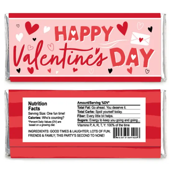 Big Dot of Happiness Happy Valentine's Day - Candy Bar Wrapper Valentine Hearts Party Favors - Set of 24 {3}