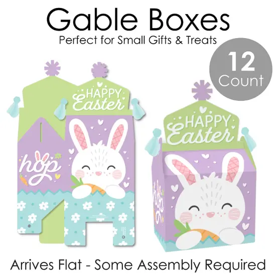 Big Dot of Happiness Spring Easter Bunny - Treat Box Party Favors - Happy Easter Party Goodie Gable Boxes - Set of 12 {7}