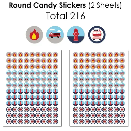 Big Dot of Happiness Fired Up Fire Truck - Firefighter Firetruck Baby Shower or Birthday Party Candy Favor Sticker Kit - 304 Pieces {6}