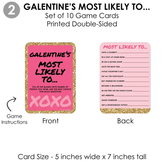 Big Dot of Happiness Be My Galentine - 4 Valentine&rsquo;s Day Party Games - 10 Cards Each - This or That, Most Likely To, Drink If, Gals - Gamerific Bundle {7}