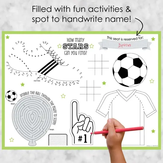 Big Dot of Happiness Goaaal - Soccer - Paper Birthday Party Coloring Sheets - Activity Placemats - Set of 16 {3}