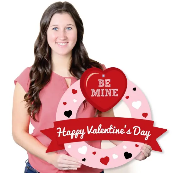 Big Dot of Happiness Conversation Hearts - Outdoor Valentine's Day Party Decor - Front Door Wreath {7}