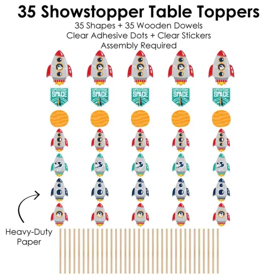 Big Dot of Happiness Blast Off to Outer Space - Rocket Ship Baby Shower or Birthday Party Centerpiece Sticks - Showstopper Table Toppers - 35 Pieces {7}