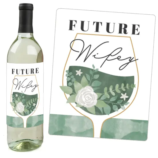 Big Dot of Happiness Boho Botanical Bride - Greenery Bridal Shower & Wedding Party Decorations - Wine Bottle Label Stickers - Set of 4 {6}