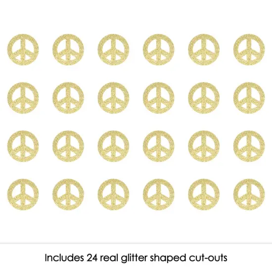 Big Dot of Happiness Gold Glitter Peace Sign - No-Mess Real Gold Glitter Cut-Outs - 60's Hippie Groovy Party Confetti - Set of 24 {3}