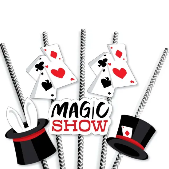 Big Dot of Happiness Ta-Da, Magic Show - Paper Straw Decor - Magical Birthday Party Striped Decorative Straws - Set of 24 {7}