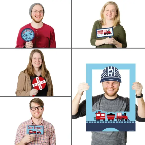 Big Dot of Happiness Railroad Party Crossing - Steam Train Party Selfie Photo Booth Picture Frame & Props - Printed on Sturdy Material {3}