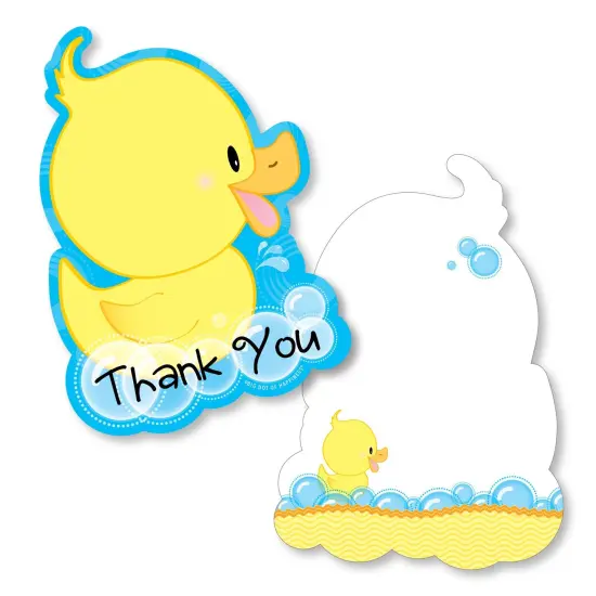 Big Dot of Happiness Ducky Duck - Shaped Thank You Cards - Baby Shower or Birthday Party Thank You Note Cards with Envelopes - Set of 12 {1}