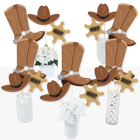 Big Dot of Happiness Western Hoedown - Wild West Cowboy Party Centerpiece Sticks - Table Toppers - Set of 15 {3}