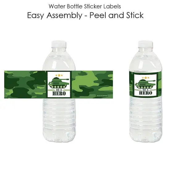 Big Dot of Happiness Camo Hero - Army Military Camouflage Party Water Bottle Sticker Labels - Set of 20 {3}