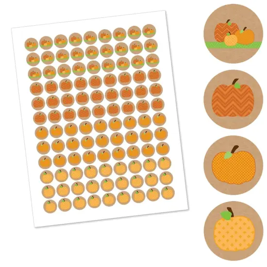 Big Dot of Happiness Pumpkin Patch - Fall, Halloween or Thanksgiving Round Candy Sticker Favors - Labels Fits Hershey&lsquo;s Kisses (1 sheet of 108) {3}