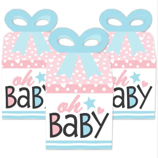 Big Dot of Happiness Baby Gender Reveal - Square Favor Gift Boxes - Team Boy or Girl Party Bow Boxes - Set of 12 {3}