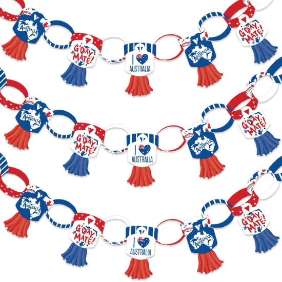 Big Dot of Happiness Australia Day - 90 Chain Links and 30 Paper Tassels Decoration Kit - G'Day Mate Aussie Party Paper Chains Garland - 21 feet {1}