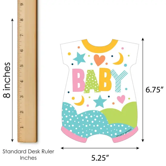 Big Dot of Happiness Colorful Baby Shower - Picture Bingo Cards and Markers - Baby Shower Shaped Bingo Game - Set of 18 {6}